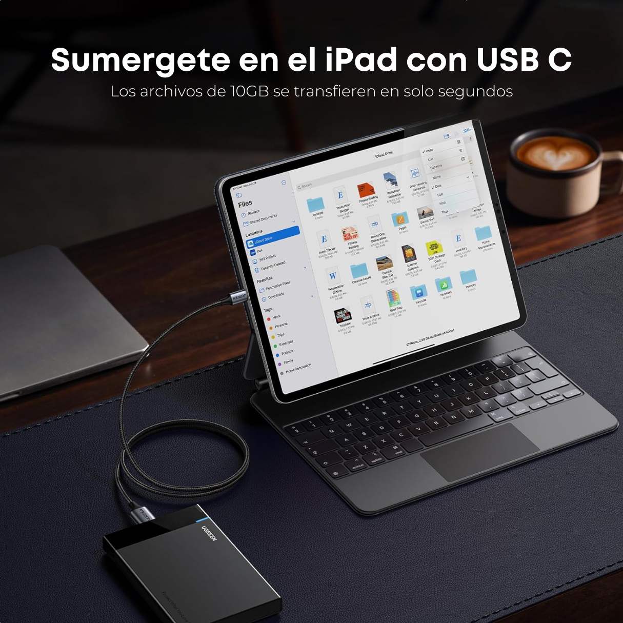 Ugreen cable de disco duro externo Micro B a USB C de 10 Gbps, compatible con MacBook Pro/Air, iPad, iPhone, Galaxy S24