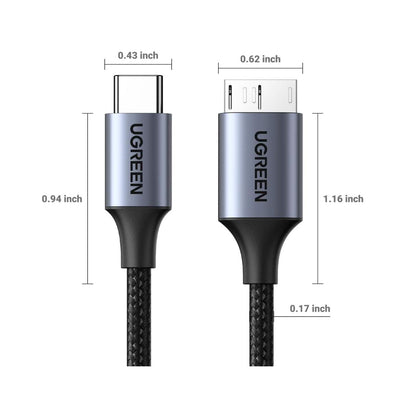 Ugreen cable de disco duro externo Micro B a USB C de 10 Gbps, compatible con MacBook Pro/Air, iPad, iPhone, Galaxy S24