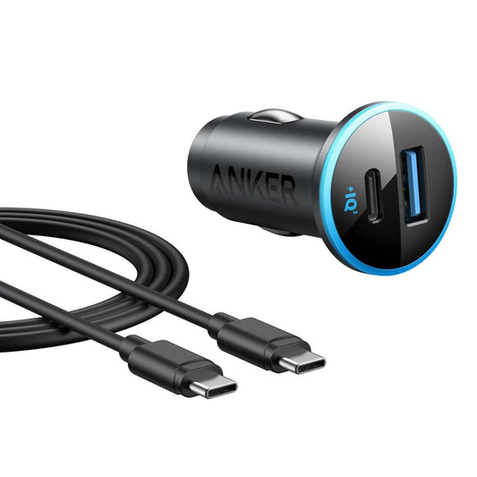 Anker cargador para vehículo 52.5W 2 puertos carga rápida + cable tipo c para iPhone 15/16, Samsung Galaxy