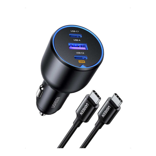 Ugreen Cargador de vehículo tipo C 130W, carga rápida para Macbook, iPad, iPhone, Samsung Galaxy